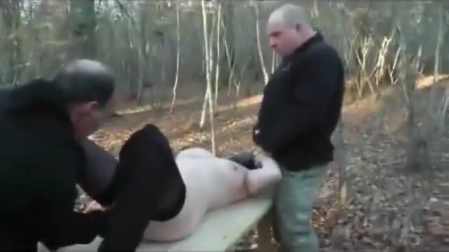 Slut Wife in Forest Gangbang Full Rubber Hooded
