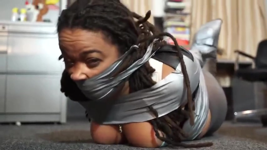 Black Girl In Grey Pantyhose Taped Up
